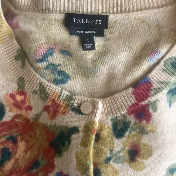 NEW Talbots 100% Cashmere Floral Button Down Cardigan S - Picture 3 of 10